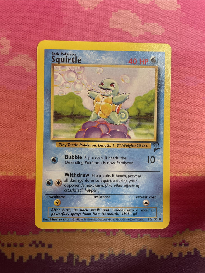 Pokemon Card Squirtle Base Set 2 Common 93/130 Near Mint