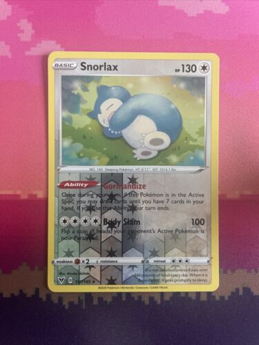 Pokemon Card Snorlax Vivid Voltage Reverse Holo Rare 131/185 Near Mint