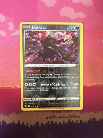 Pokemon Card Darkrai Darkness Ablaze Reverse Holo Rare 105/189 Near Mint
