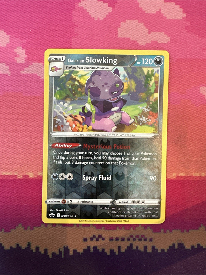 Pokemon Card Galarian Slowking Chilling Reign Reverse Holo Rare 098/198 NM