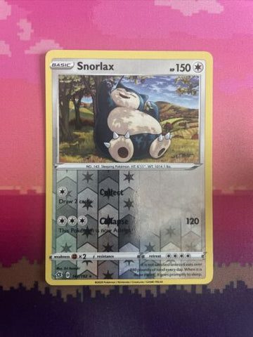 Pokemon Card Snorlax Rebel Clash Reverse Holo Rare 141/192 Near Mint