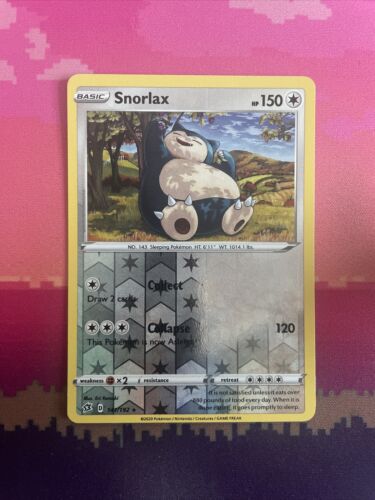 Pokemon Card Snorlax Rebel Clash Reverse Holo Rare 141/192 Near Mint