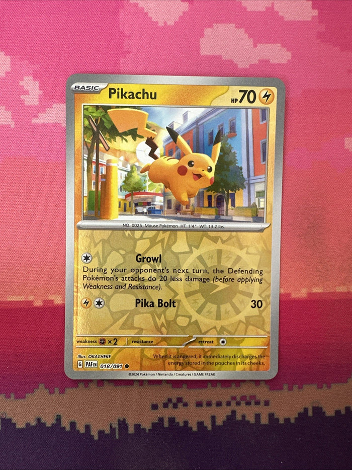 Pokemon Card Pikachu Paldean Fates Reverse Holo 018/091 Near Mint
