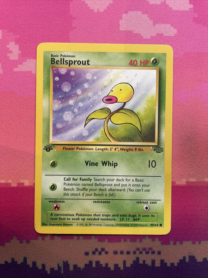 Pokemon Card Bellsprout Jungle 1st Edition Common 49/64 Near Mint