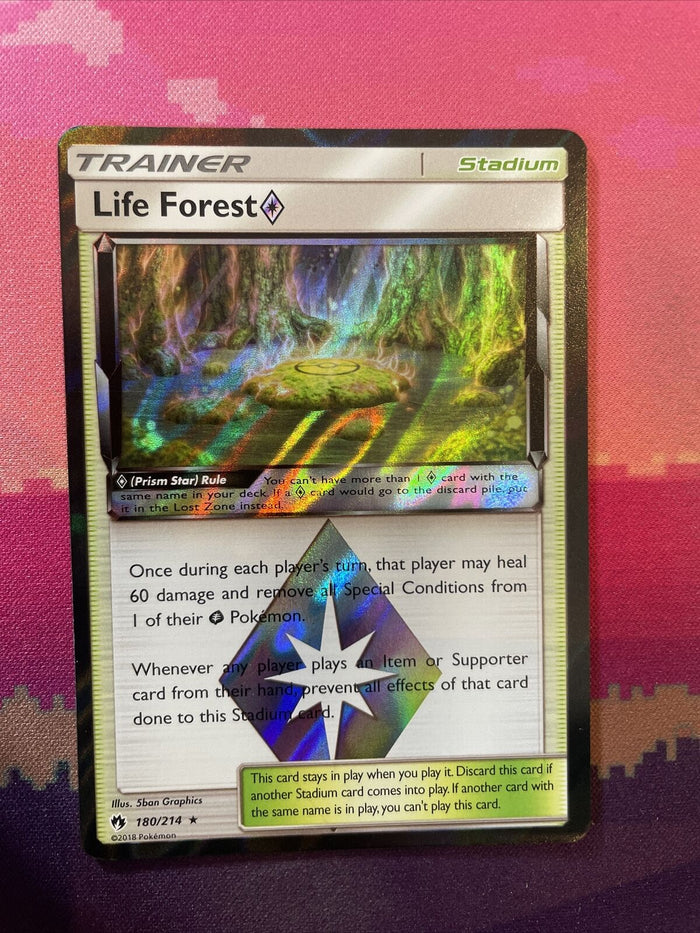 Pokemon Card Life Forest Lost Thunder Holo Rare 180/214 Near Mint