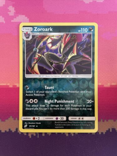 Pokemon Card Zoroark Team Up Reverse Holo Rare 91/181 Near Mint