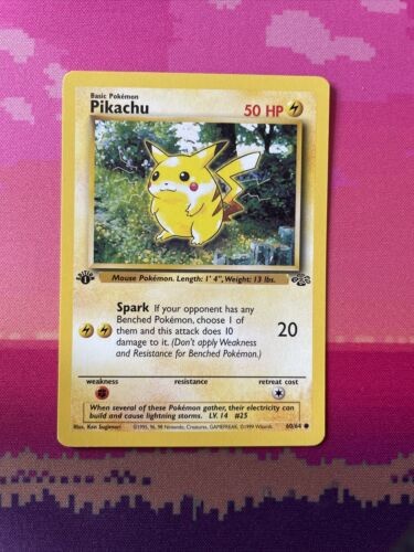 Pokemon Card Pikachu Jungle 1st Edition Common 60/64 Near Mint