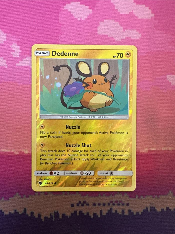Pokemon Card Dedenne Lost Thunder Reverse Holo 84/214 Near Mint