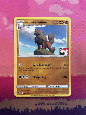 Pokemon Card Hisuan Arcanine Prize Pack Rare 084/196 Near Mint
