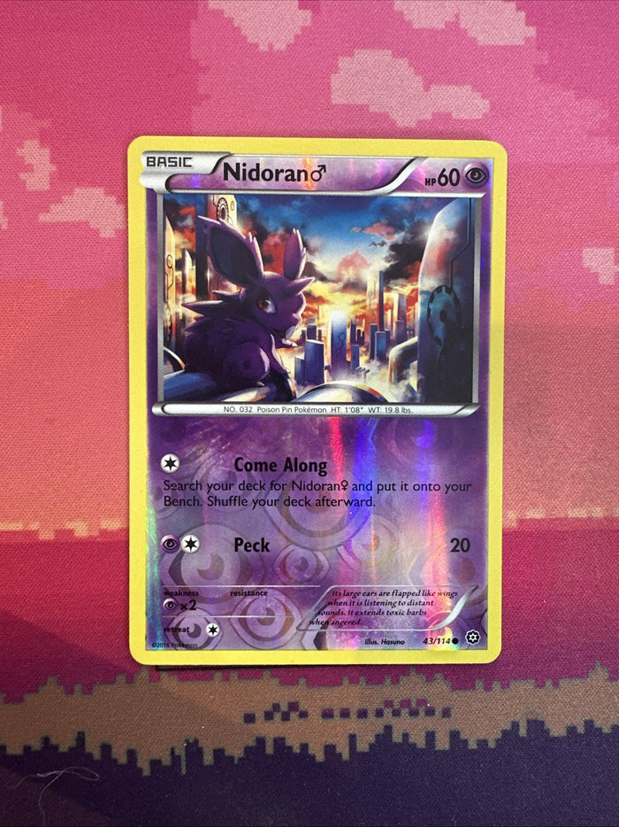 Pokemon Card Nidoran Steam Siege Reverse Holo 43/114 Near Mint