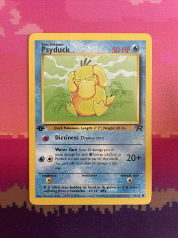 Pokemon Card Psyduck Team Rocket 1st Edition 65/82 Near Mint