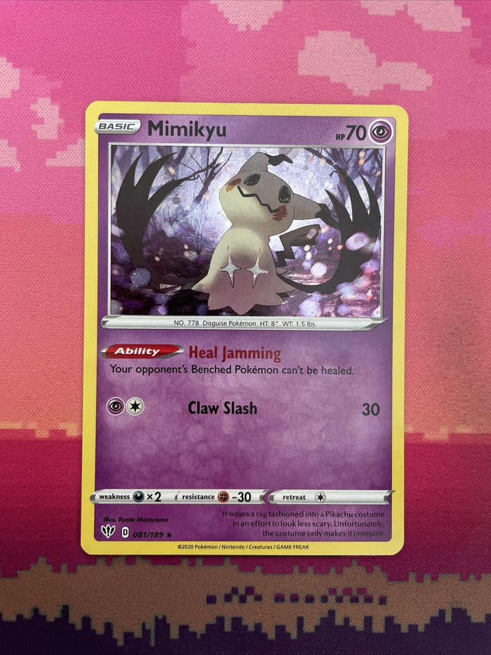 Pokemon Card Mimikyu Darkness Ablaze Cosmo Holo Rare 081/189 Near Mint