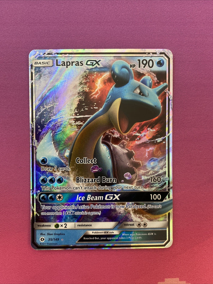 Pokemon Card Lapras GX 35/149 Ultra Rare Sun & Moon Near Mint