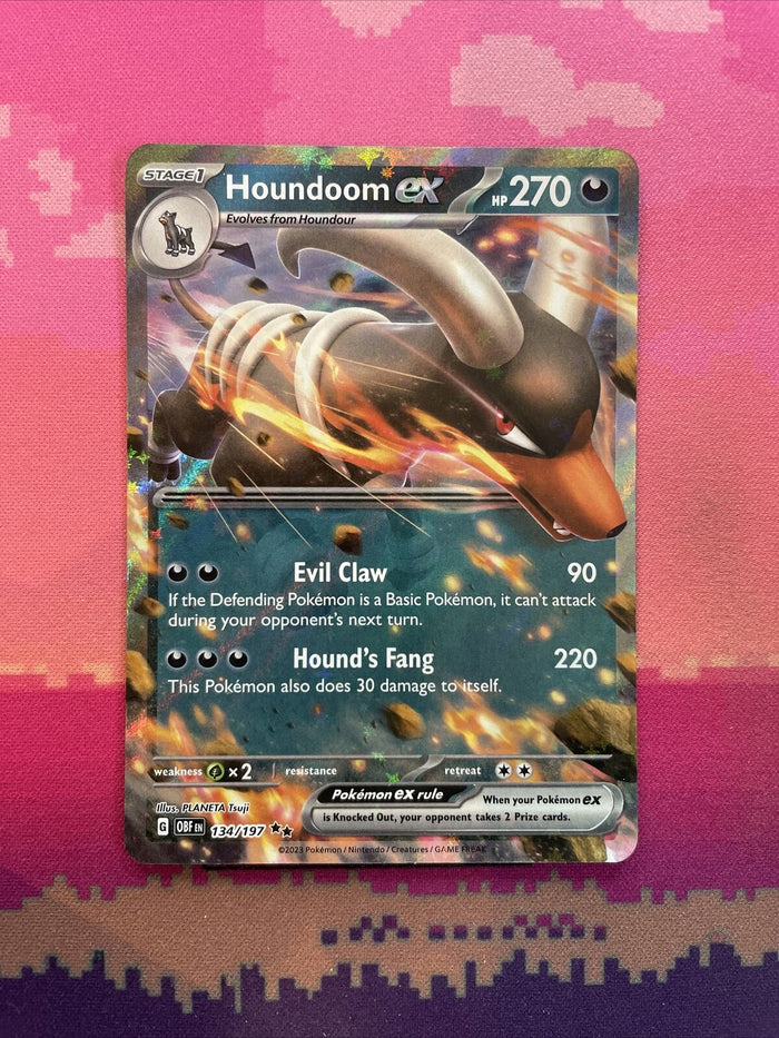 Pokemon Card Houndoom ex 134/197 Ultra Rare Obsidian Flames Near Mint
