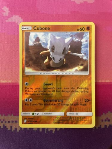 Pokemon Card Cubone Unified Minds Reverse Holo 105/236 Near Mint