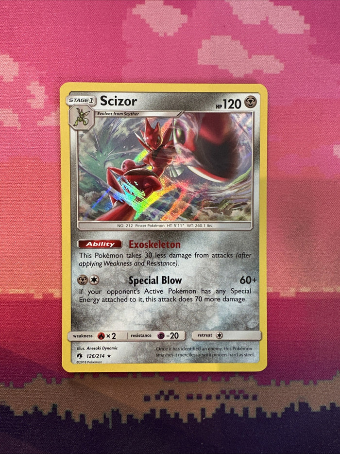 Pokemon Card Scizor Lost Thunder Holo Rare 126/214 Near Mint