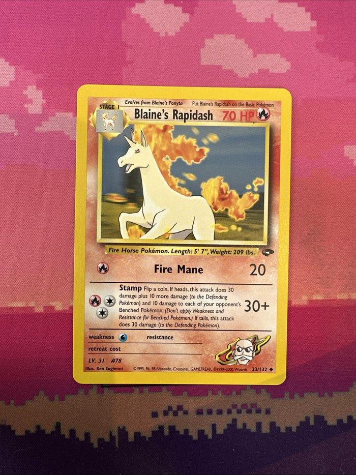 Pokemon Card Blaine's Rapidash Gym Challenge Uncommon 33/132 Near Mint