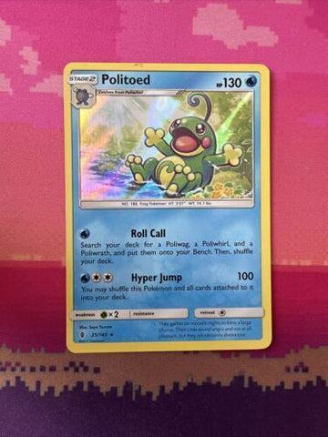 Pokemon Card Politoed Guardians Rising Holo Rare 25/145 Near Mint