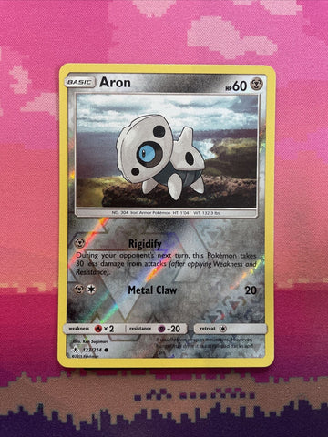 Pokemon Card Aron Unbroken Bonds Reverse Holo 123/214 Near Mint