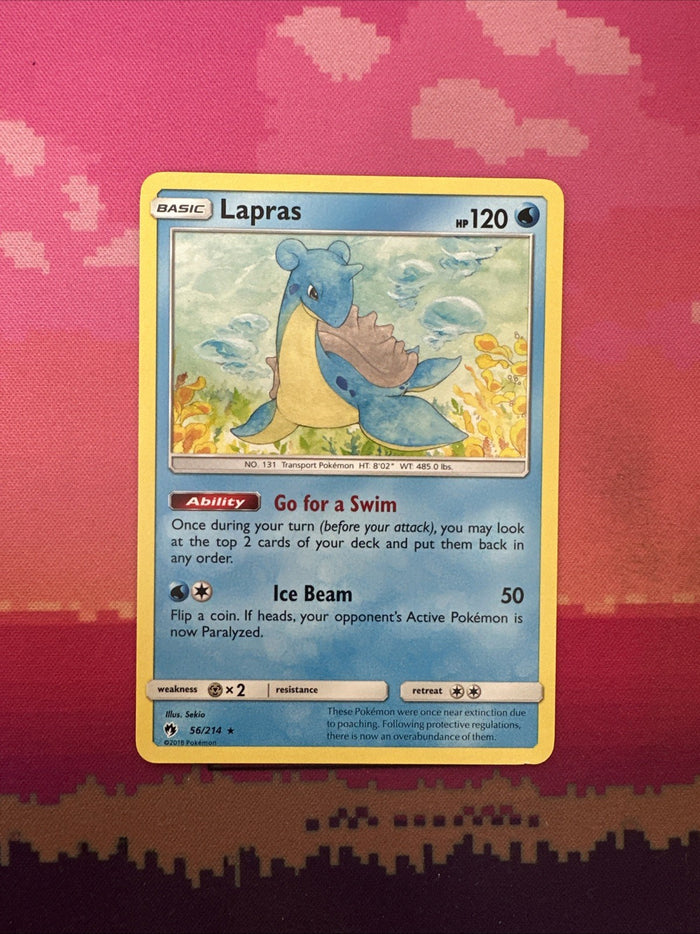 Pokemon Card Lapras Lost Thunder Rare 56/214 Near Mint