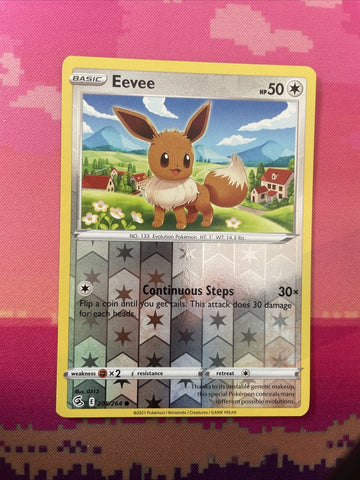 Pokemon Card Eevee Fusion Strike Reverse Holo 205/264 Near Mint