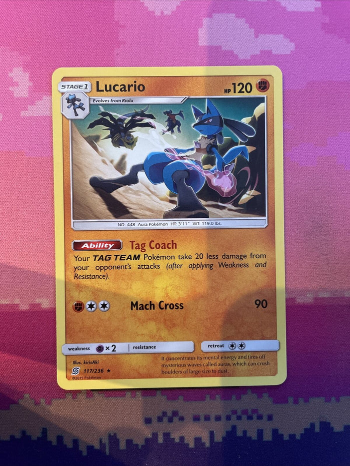 Pokemon Card Lucario Unified Minds Rare 117/236 Near Mint