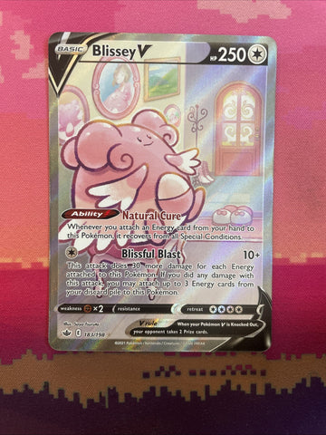 Pokemon Card Blissey V 183/198 Alternate Art Chilling Reign Near Mint