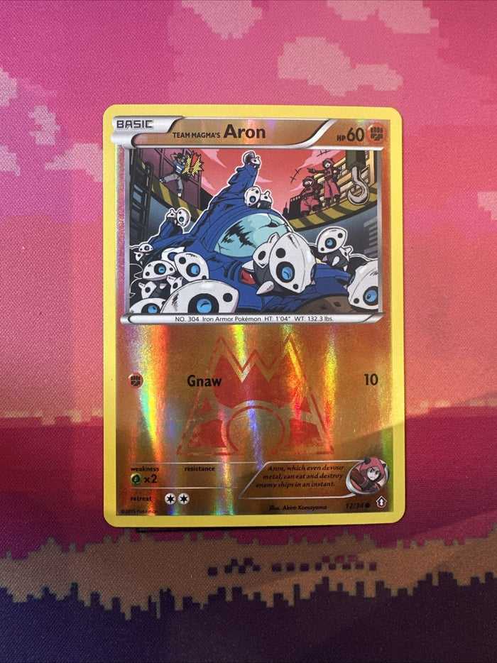 Pokemon Card Team Magma's Aron Double Crisis Reverse Holo 12/34 Near Mint