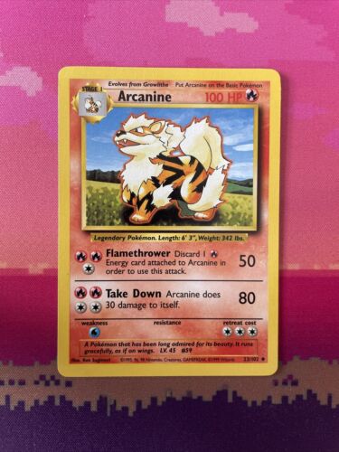 Pokemon Card Arcanine Base Set Unlimited Uncommon 23/102 Near Mint