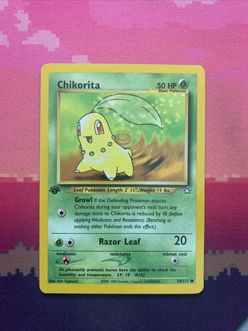 Pokemon Card Chikorita Neo Genesis 1st Edition 54/111 Near Mint