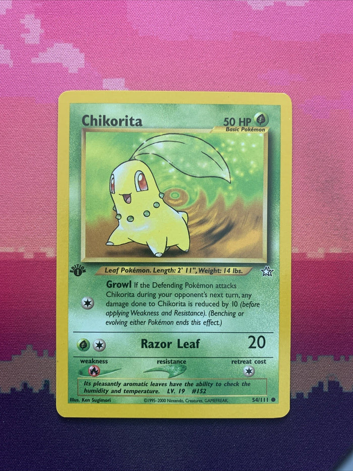 Pokemon Card Chikorita Neo Genesis 1st Edition 54/111 Near Mint