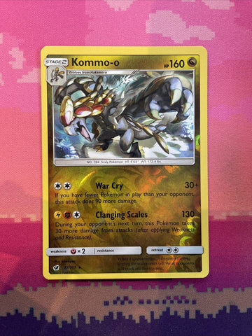 Pokemon Card Kommo-o Crimson Invasion Reverse Holo Rare 77/111 Near Mint