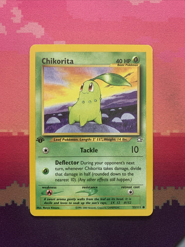 Pokemon Card Chikorita Neo Genesis 1st Edition 53/111 Near Mint