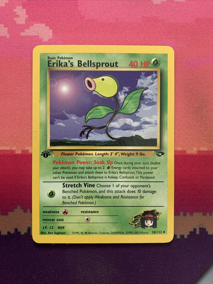 Pokemon Card Erika's Bellsprout Gym Challenge 1st Edition 38/132 Near Mint