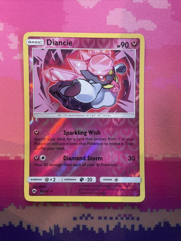 Pokemon Card Diancie Burning Shadows Reverse Holo Rare 94/147 Near Mint