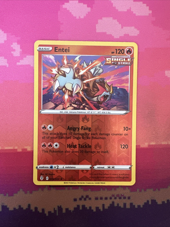 Pokemon Card Entei Evolving Skies Reverse Holo Rare 019/203 Near Mint