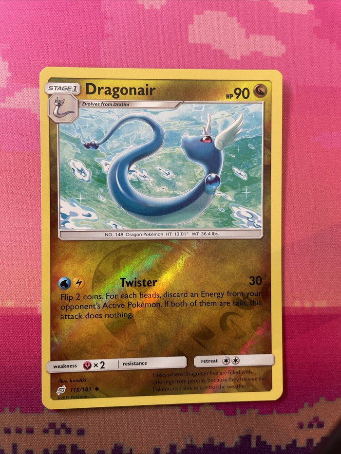 Pokemon Card Dragonair Team Up Reverse Holo 118/181 Near Mint