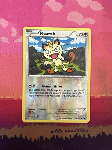 Pokemon Card Meowth Fates Collide Reverse Holo 74/124 Near Mint