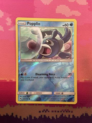 Pokemon Card Popplio Lost Thunder Reverse Holo 64/214 Near Mint