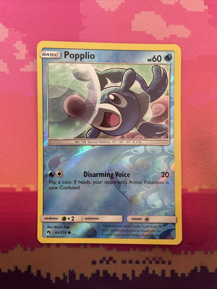 Pokemon Card Popplio Lost Thunder Reverse Holo 64/214 Near Mint