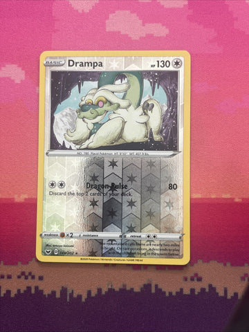 Pokemon Card Drampa Sword & Shield Reverse Holo Rare 149/202 Near Mint