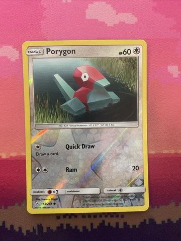Pokemon Card Porygon Unbroken Bonds Reverse Holo 155/214 Near Mint
