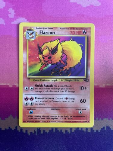 Pokemon Card Flareon Jungle Rare 19/64 Near Mint