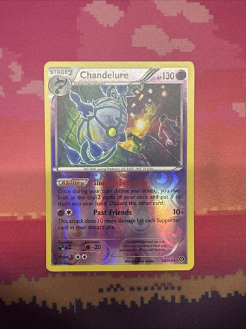 Pokemon Card Chandelure Steam Siege Reverse Holo Rare 50/114Near Mint