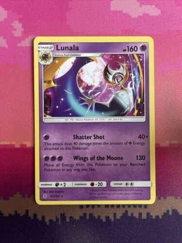 Pokemon Card Lunala Guardians Rising Rare 61/145 Near Mint