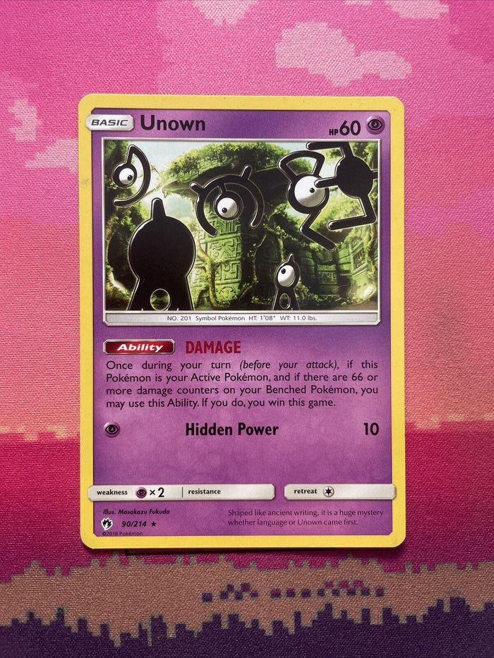 Pokemon Card Unown Lost Thunder 90/214 Near Mint