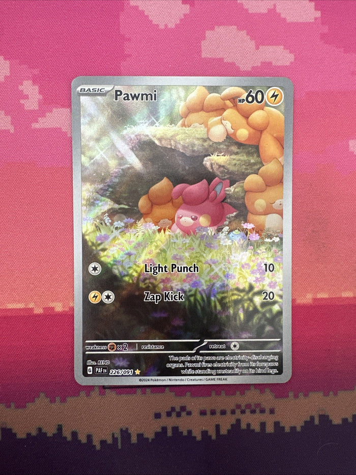 Pokemon Card Pawmi 226/091 Paldean Fates Illustration Rare Near Mint