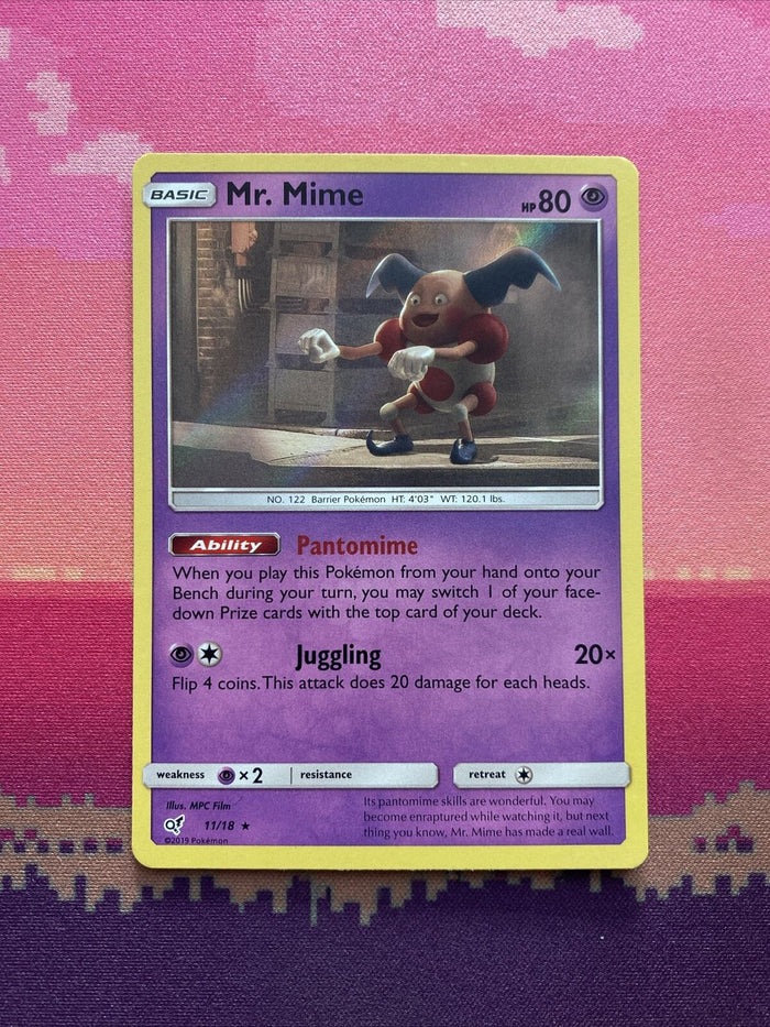Pokemon Card Mr. Mime Detective Pikachu Holo Rare 11/18 Near Mint