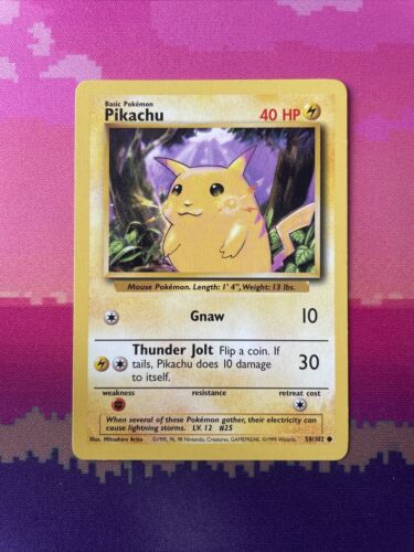 Pokemon Card Pikachu Base Set Common 58/102 Near Mint