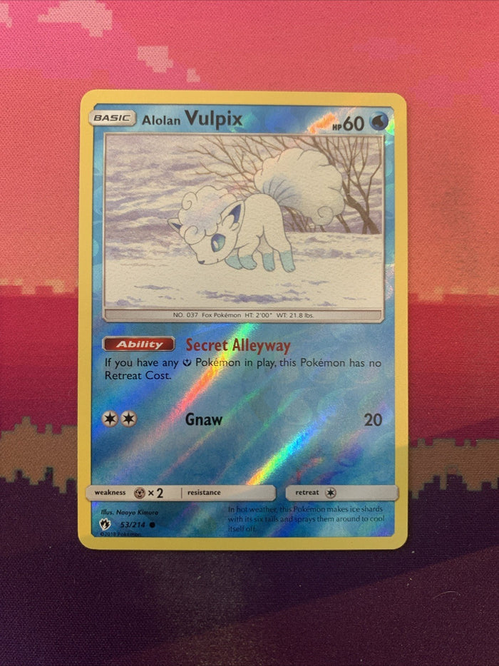 Pokemon Card Alolan Vulpix Lost Thunder Reverse Holo 53/214 Near Mint
